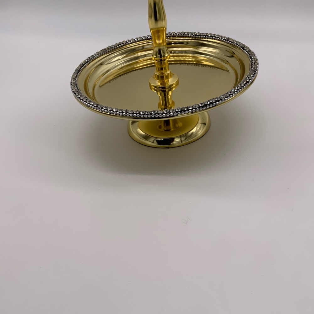 Gold Rhinestone 2-tier Tidbit Snack Dessert Serving Tray Display - Picture 3 of 10